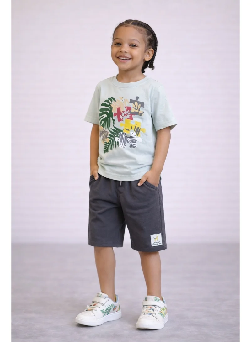 victor and jane Boys’ 2-Piece Set – Tropical Graphic T-Shirt & Bermuda Shorts